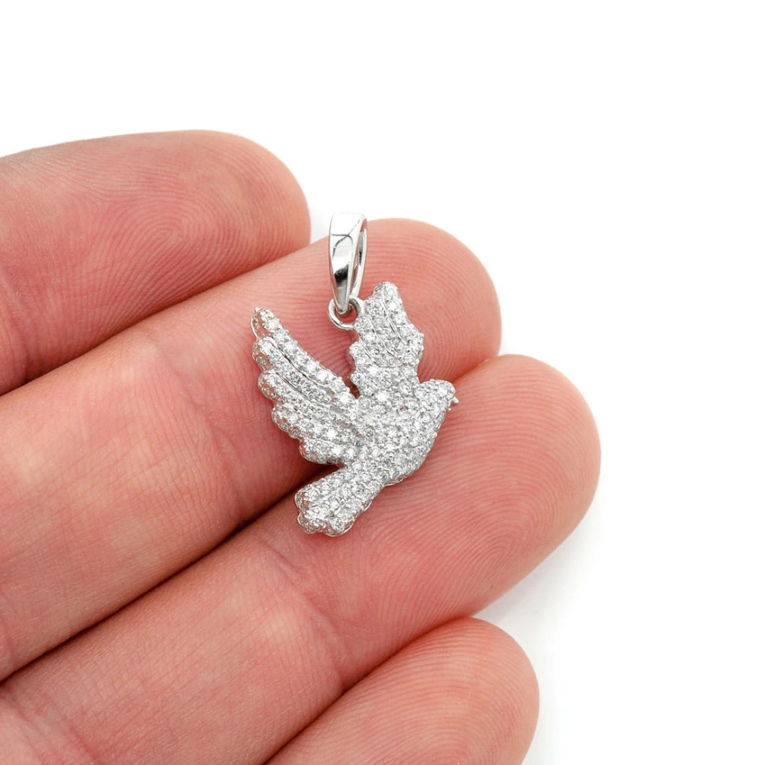 0.60ct Diamond Dove Pendant 18K Solid Gold
