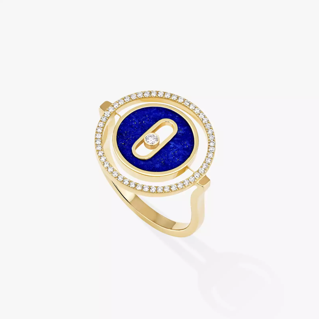 Lucky Move Small Lapis Lazuli Diamond Ring 18ct Yellow Gold
