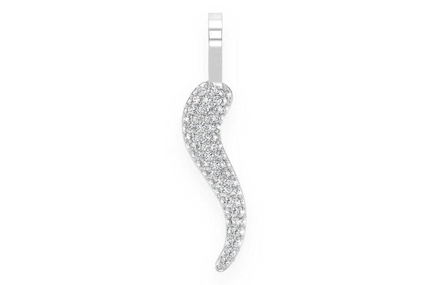 Erkals Jewellers Italian Horn Pendant 18K Gold Diamond 0.30ctw