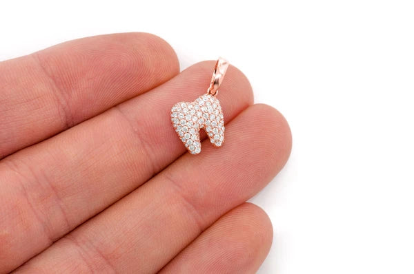 Pendentif dent de diamant de dentiste 0,50 ct en or massif 14 carats