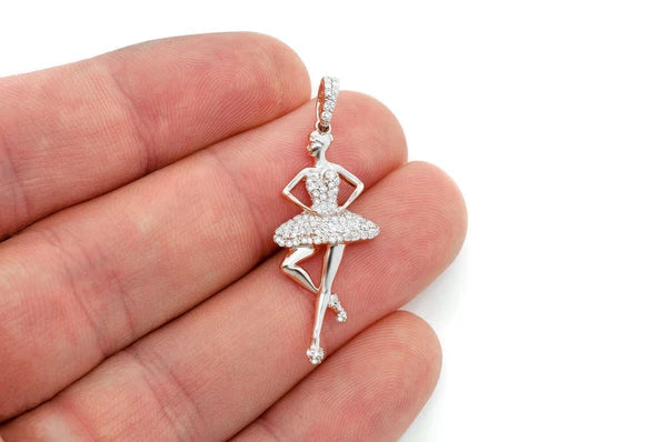 0.50ct Diamond Dancing Ballerina Pendant 18K Solid Gold