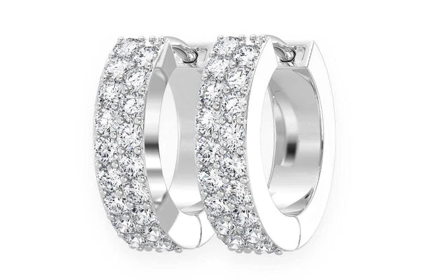 Erkals Jewellers Two Row Pave Huggie Hoop Earrings 18K Gold 0.35ctw