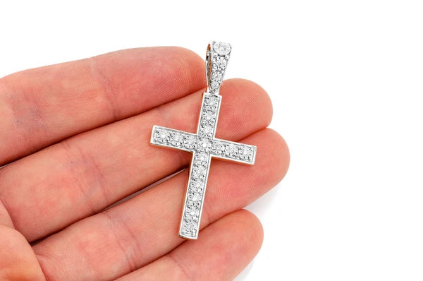 0.35ct Diamond Miracle Set Cross Pendant 18K Solid Gold