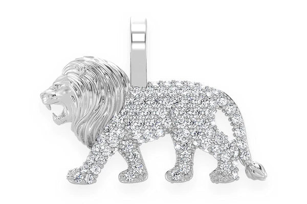 Pendentif diamant Walking Lion 0,30 ct en or massif 14 carats