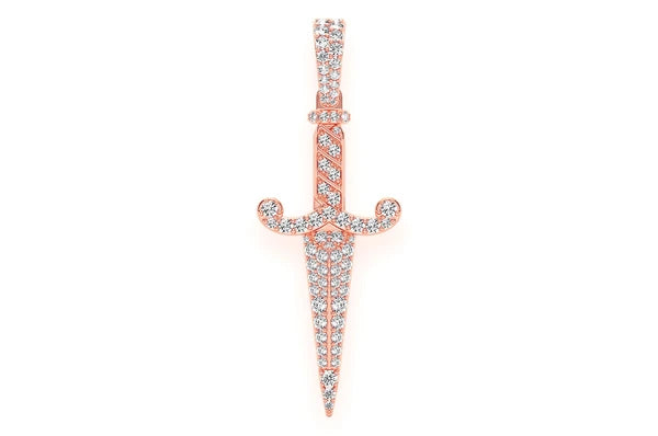 1.50ct Diamond Dagger Pendant 18K Solid Gold