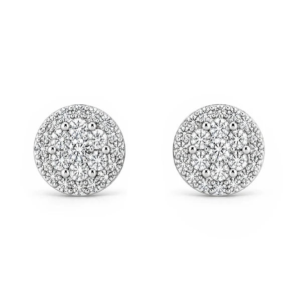 Erkals Jewellers Halo Flower Stud Earrings 18K Gold 1.00ctw