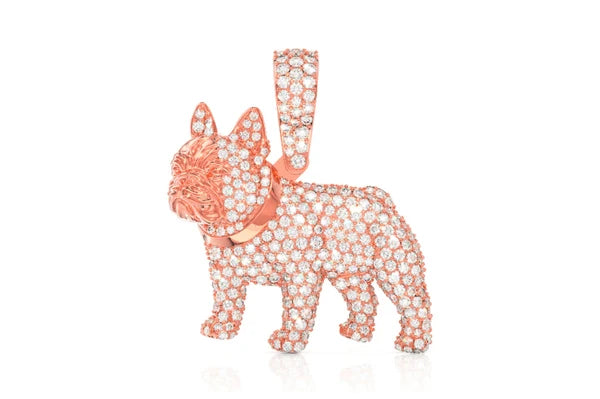 Erkals Jewellers French Bulldog Pendant 18K Gold Diamond 2.50ctw