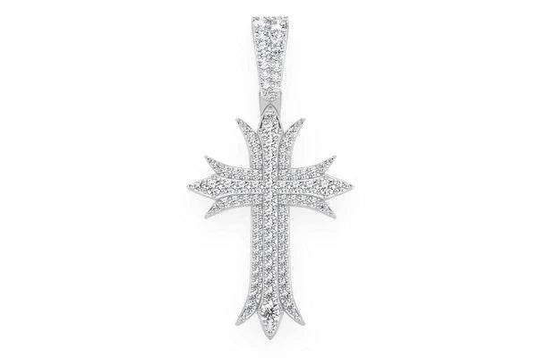 Erkals Jewellers Deco Three Row Cross Pendant 18K Gold Diamond 0.65ctw