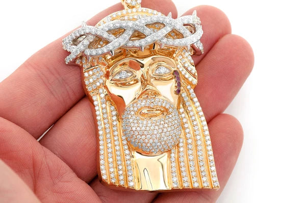 Erkals Jewellers Large Jesus Of Nazareth Pendant 18K Gold Diamond 9.25ctw