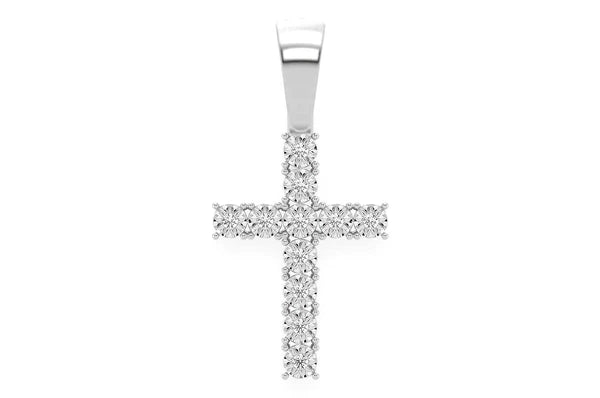 Miracle Set Croix Pendentif Diamant 0,15 ct Or Massif 14 Carats