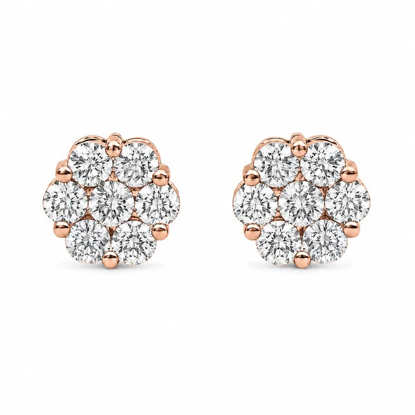 Erkals Jewellers Flower Stud Earrings 18K Gold 1.00ctw