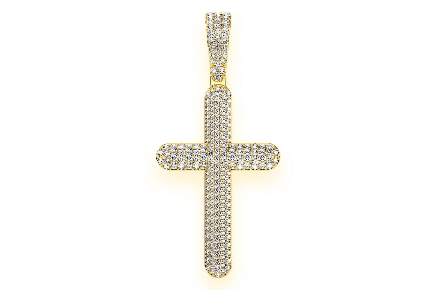 Erkals Jewellers Five Row Bubbly Cross Pendant 18K Gold Diamond 2.00ctw