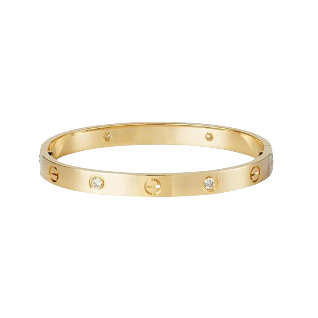 Brazalete Love 4 Diamantes Oro Amarillo 18K