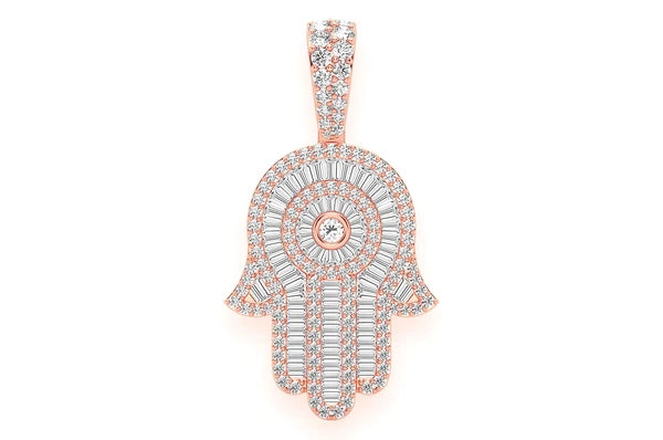 2.10ct Diamond Hamsa Pendant 18K Solid Gold