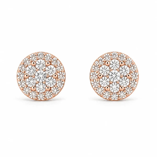 Erkals Jewellers Halo Flower Stud Earrings 18K Gold 1.00ctw