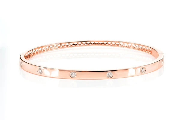 Erkals Jewellers Thin Gypsy Set Diamond Bangle Bracelet 18K Gold 0.35ctw