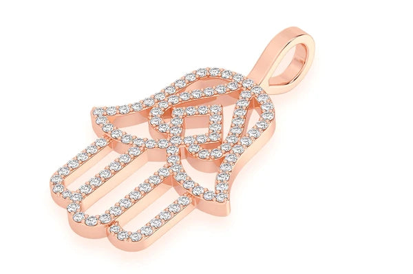 1.00ct Diamond Hasma Silhouette Pendant 18K Solid Gold