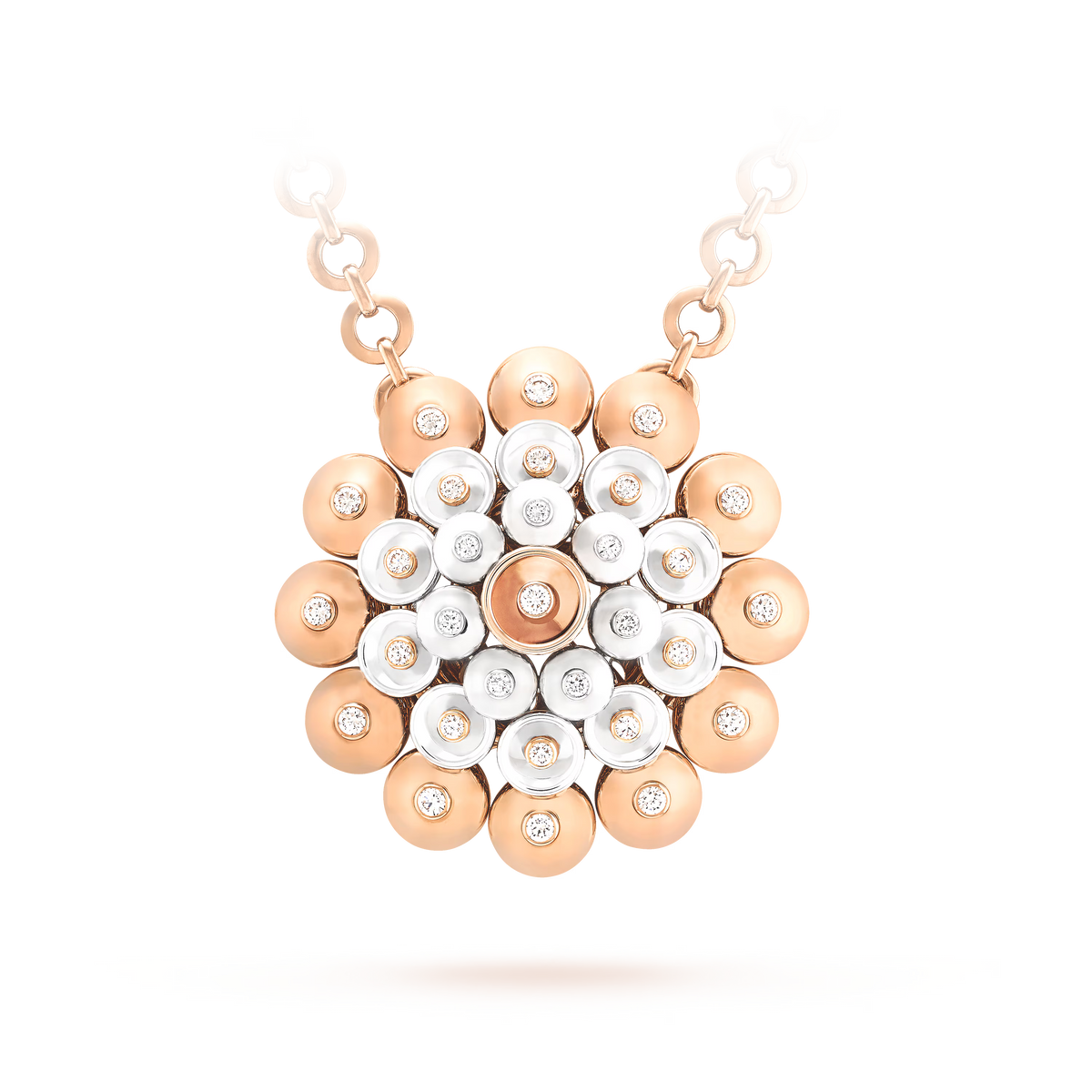 Van Cleef & Arpels Bouton d'Or Pendant 18K Rose Gold White Gold Diamond