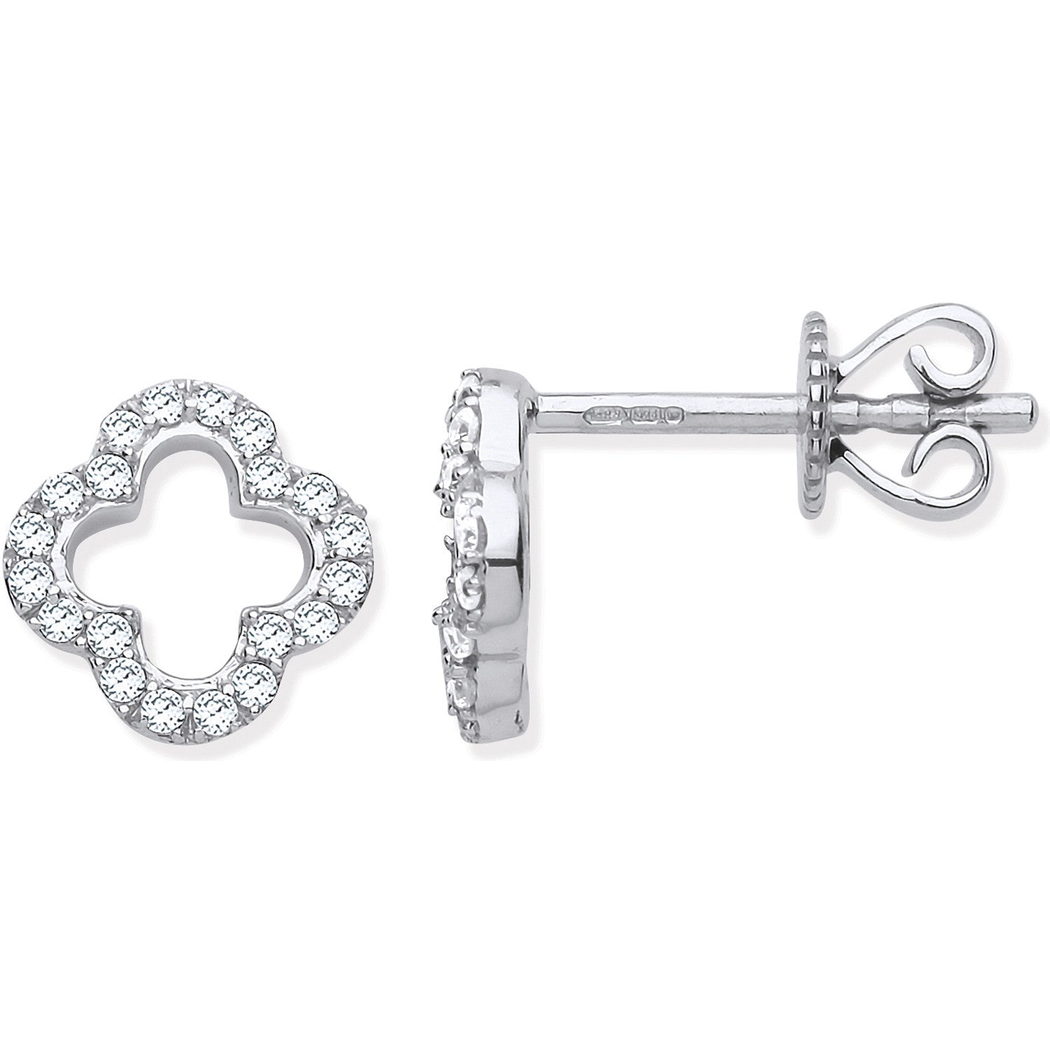 9ct White Gold 0.19ct Four-Leaf Clover Diamond Studs