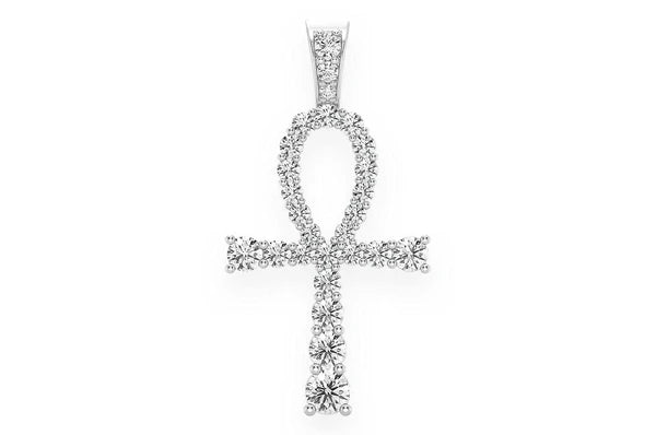 2.25ct Diamond Solitaire Ankh Egyptian Pendant 18K Solid Gold