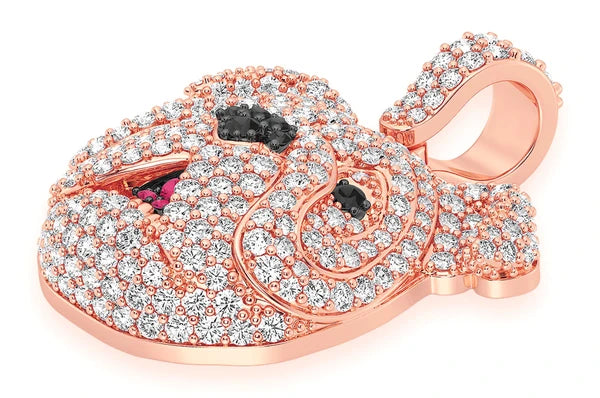 1.66ct Diamond Bulldog Pendant 18K Solid Gold