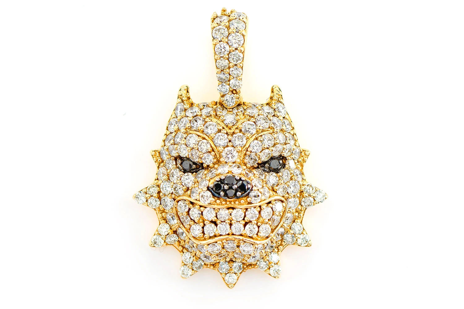 Erkals Jewellers Pitbull Spiked Collar Pendant 18K Gold Diamond 1.25ctw