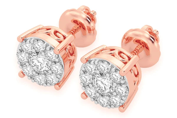 Erkals Jewellers Mosaic Stud Earrings 18K Gold 0.50ctw