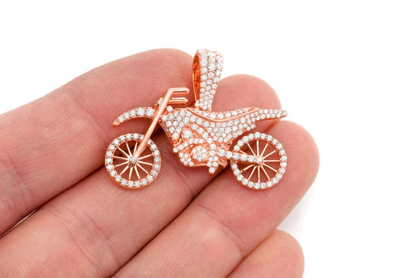 1.75ct Diamond Dirt Bike Pendant 18K Solid Gold