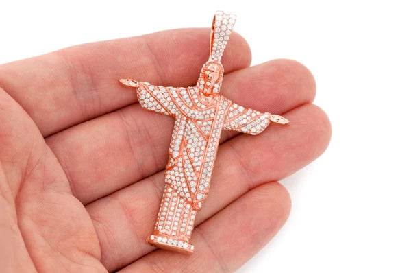 Erkals Jewellers Christ The Redeemer Pendant 18K Gold Diamond 4.25ctw