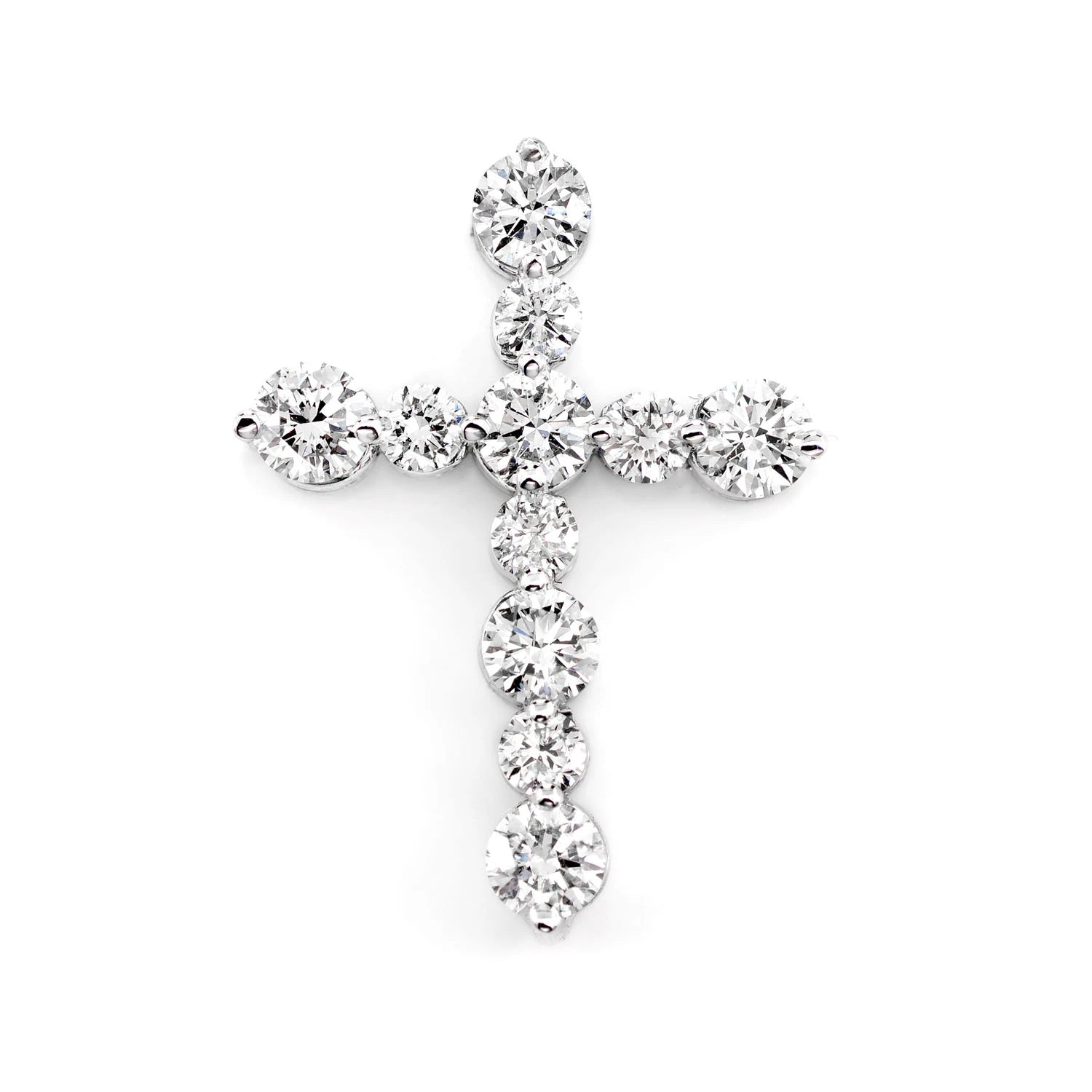 Erkals Jewellers Shared Prong Hidden Bail Cross Pendant 18K Gold Diamond 1.00ctw