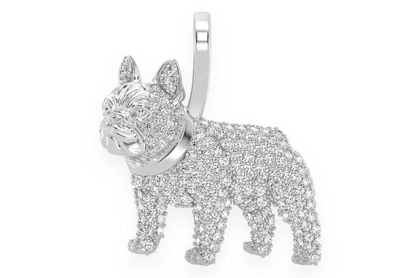 Pendentif bouledogue français en diamant 0,66 ct en or massif 14 carats