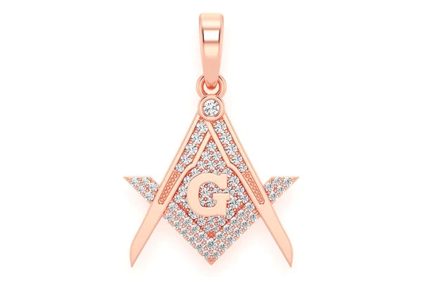 Erkals Jewellers Masonic Symbol G Freemason Pendant 18K Gold 0.45ctw