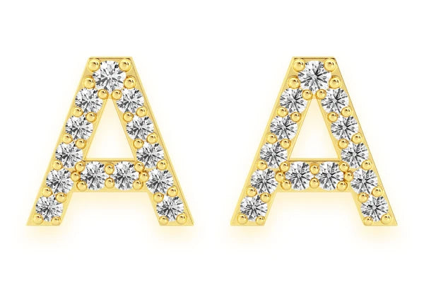 Erkals Jewellers Mini Any Letter Stud Earrings 18K Gold 0.10ctw