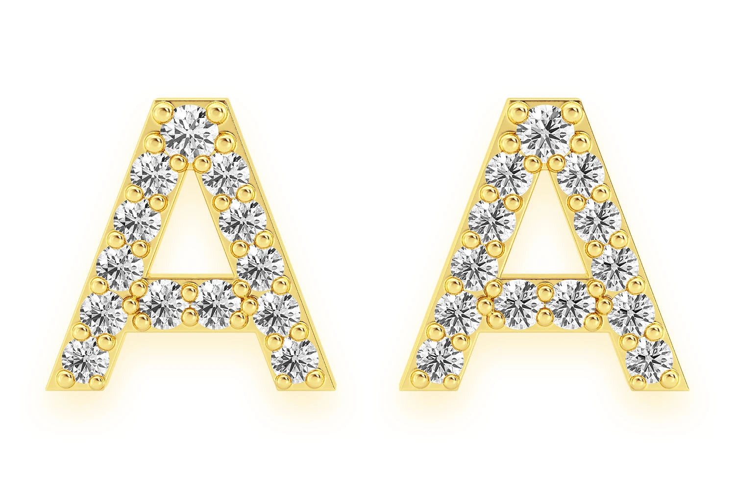 Erkals Jewellers Mini Any Letter Stud Earrings 18K Gold 0.10ctw