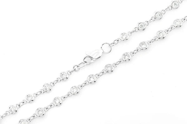 2.25ct Diamond Eternity Round Bezel Set Necklace 18K Solid Gold