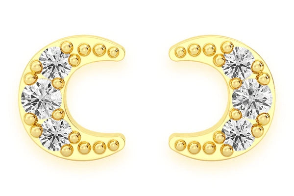Erkals Jewellers Mini Moon Stud Earrings 18K Gold 0.05ctw