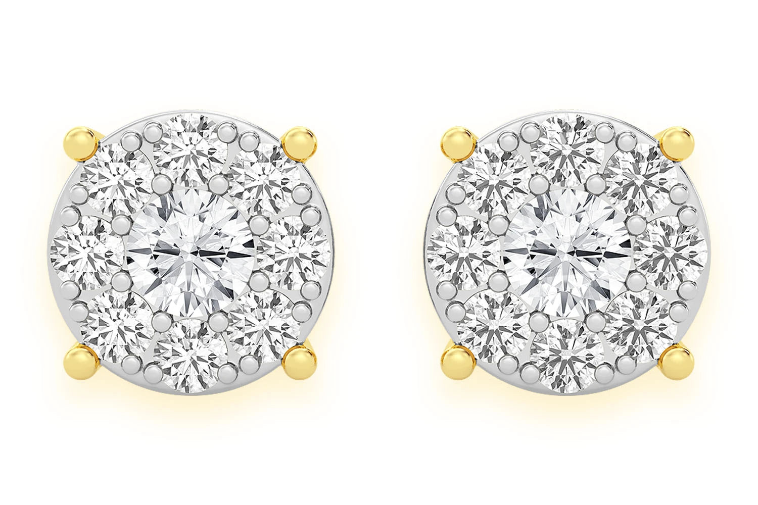 Erkals Jewellers Mosaic Stud Earrings 18K Gold 0.50ctw
