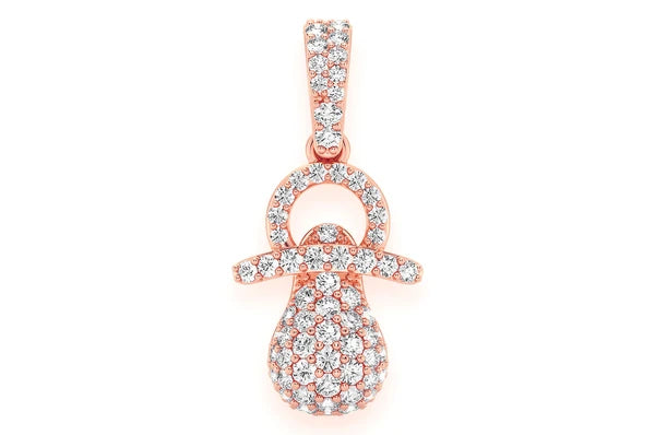 Sucette pour bébé Pendentif diamant 0,50 ct en or massif 14 carats