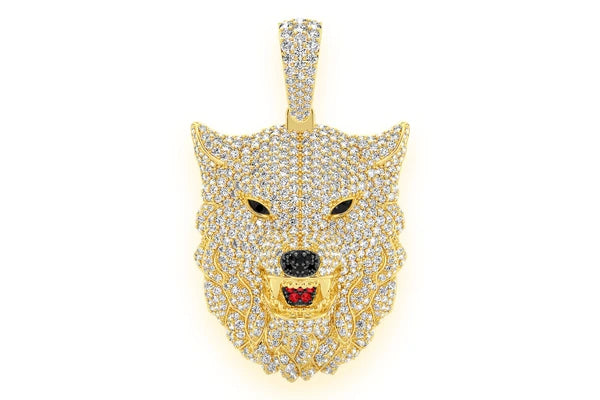 Erkals Jewellers Wolf Head Pendant 18K Gold Diamond 4.75ctw