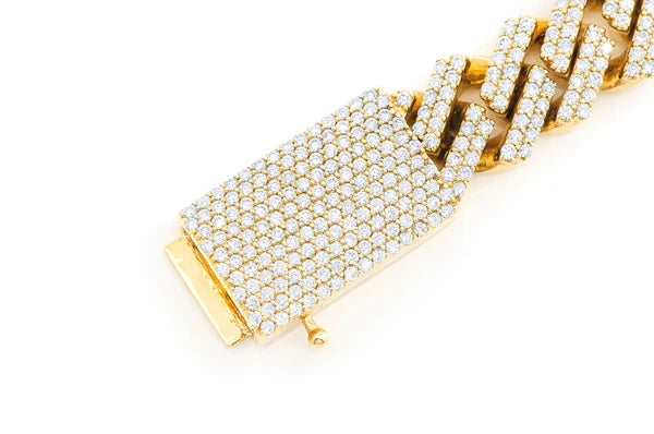 Erkals Jewellers 11mm Raised Diamond Cuban Link Bracelet 18K Gold 8.50ctw