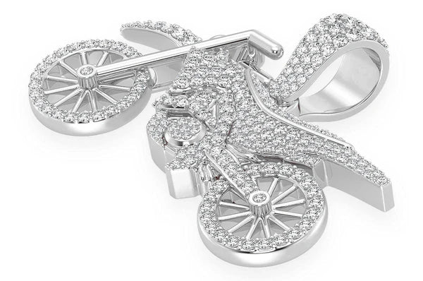 1.75ct Diamond Dirt Bike Pendant 18K Solid Gold