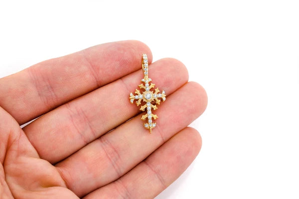 Erkals Jewellers Filigree Cross Pendant 18K Gold Diamond 0.50ctw