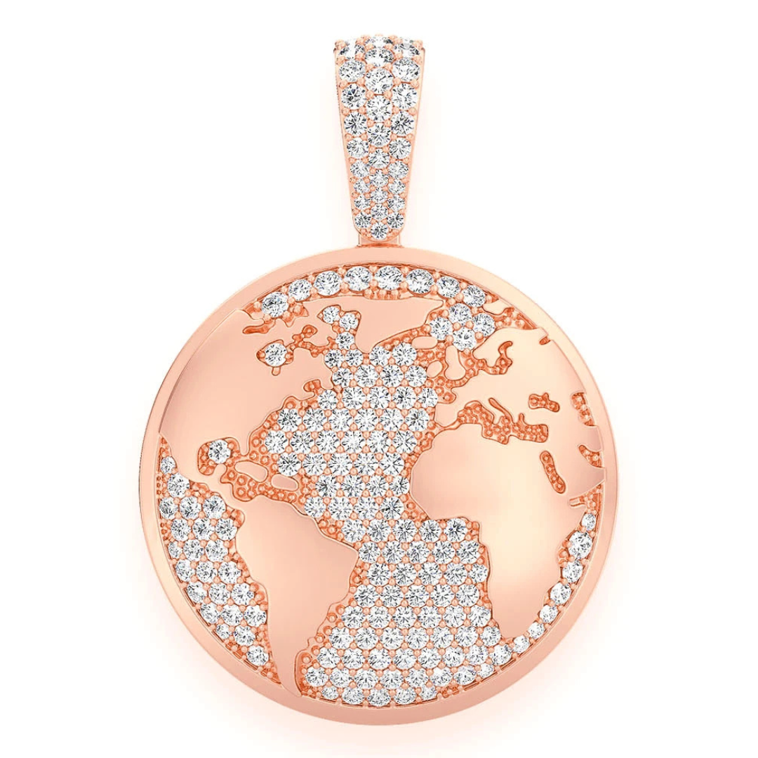 1.33ct Diamond Globe Pendant 18K Solid Gold