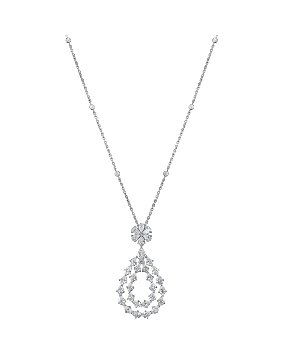 L'Heure Du Diamant Drop Diamond Pendant 18ct White Gold