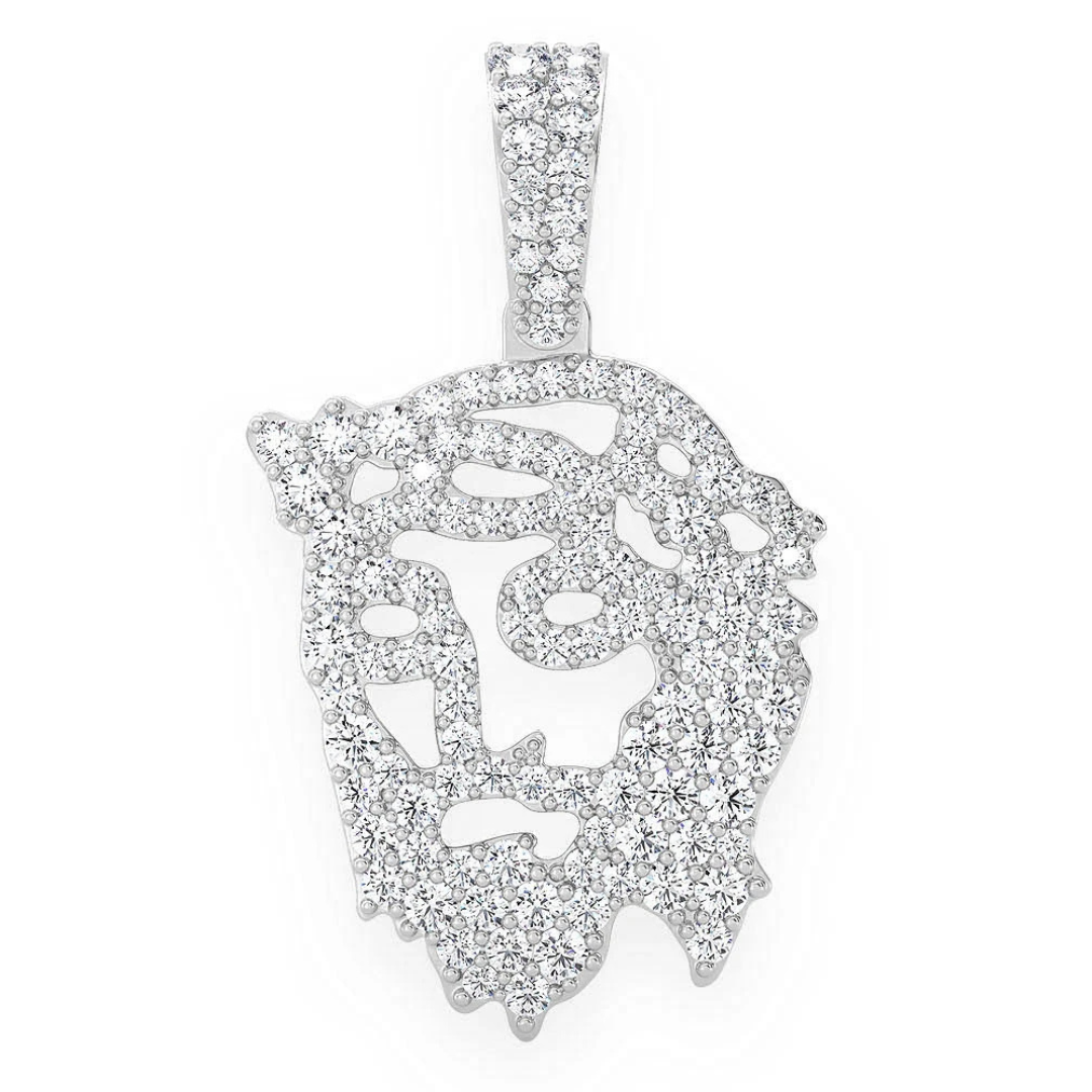 Pendentif diamant Silhouette de Jésus 0,65 ct en or massif 14 carats