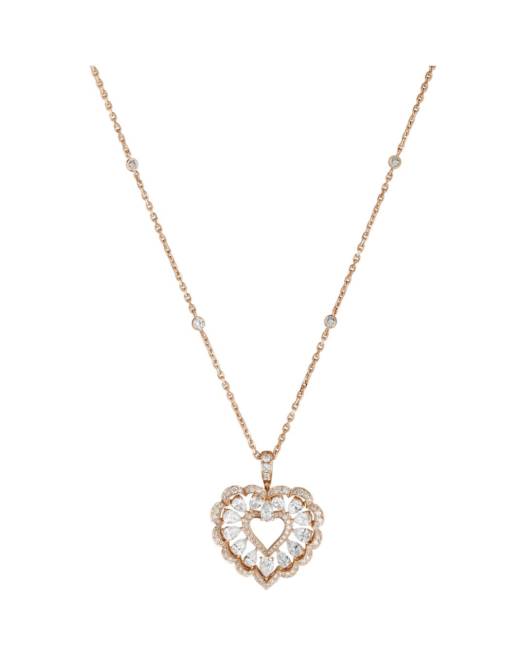 Precious Lace Small Heart Diamond Pendant 18ct Rose Gold