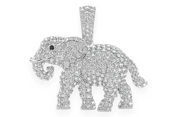 Pendentif diamant éléphant marchant 1,50 ct en or massif 14 carats