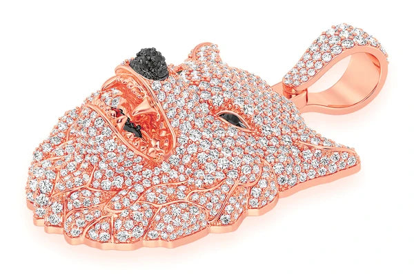 4.75ct Diamond Wolf Head Pendant 18K Solid Gold