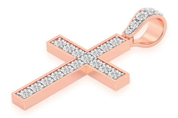 0.35ct Diamond Miracle Set Cross Pendant 18K Solid Gold