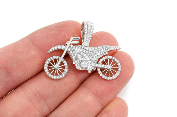 1.75ct Diamond Dirt Bike Pendant 18K Solid Gold